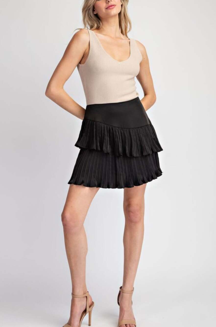 Satin Ruffle Mini Skort
